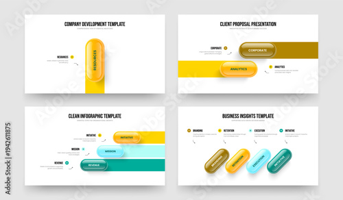 Creative Profile One Two Three Four Step Infographic Presentation Template Vector Illustration Bundle. Visual Forecast 1 2 3 4 Element Diagram Frame Layout Set.