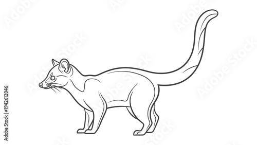 Civet Cat in Profile: A minimalist, clean line illustration of a civet cat gracefully captured in profile. It's a study in form and elegance.