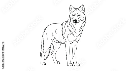 Wolf Outline: A striking illustration of a wolf, defined by crisp black lines against a background, embodying the spirit of wilderness.