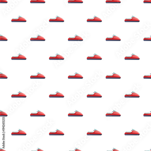 Red jet ski watercraft creating a repeating seamless pattern