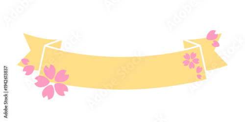 桜 リボン シンプルフレーム あしらい 見出し 素材 春カラー