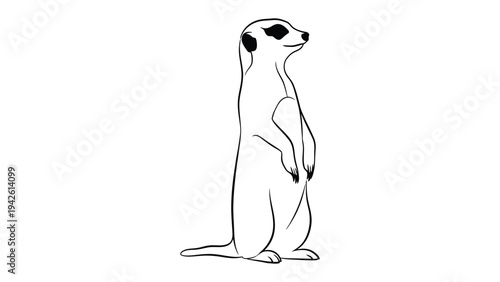 Meerkat Silhouette: An outlined depiction of a solitary meerkat, standing tall, radiating a sense of vigilance and alertness. 