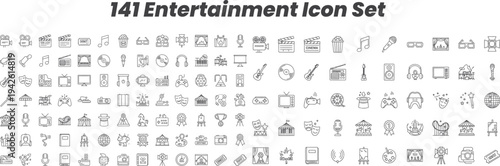 Set of 141 entertainment icons vector