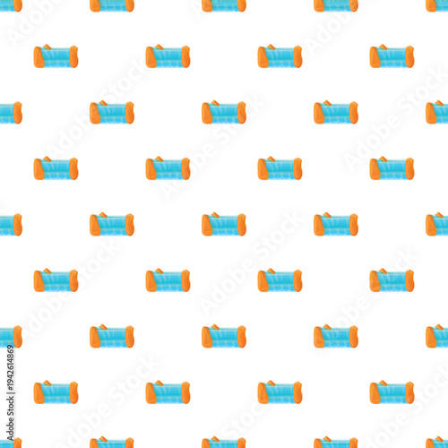 Repeating pattern of inflatable air mattresses in blue and orange