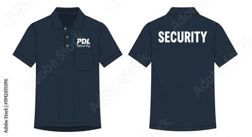 Security Polo Shirt Front and Back View for Uniform Design.