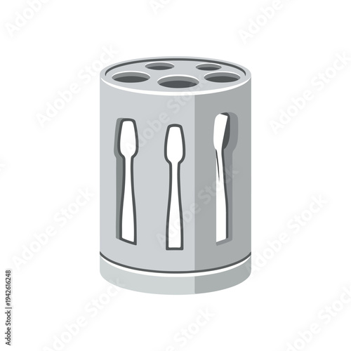 Modern Metal Toothbrush Holder Illustration