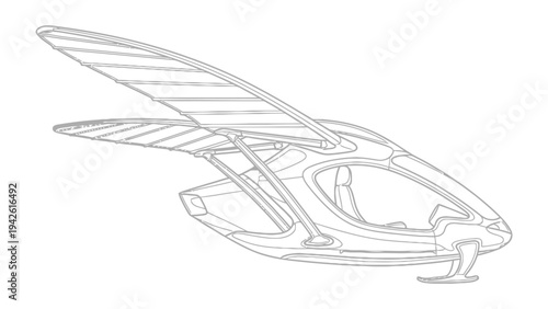 Futuristic Concept Vehicle: A sleek, modern concept vehicle, a vision of future transportation. It is designed to navigate both land and sky, symbolizing innovation and technological advancement. 