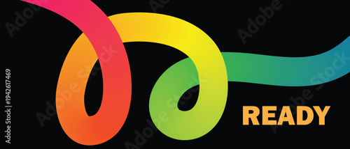 Vibrant rainbow infinity loop with ready text