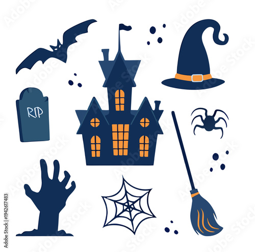 halloween illustration with witch