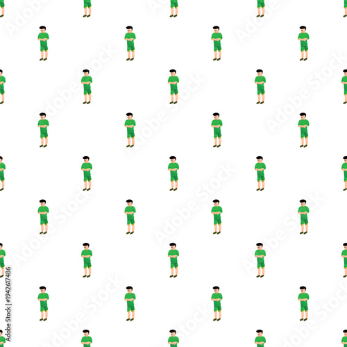 Angry cartoon man standing with crossed arms in a repeating seamless pattern
