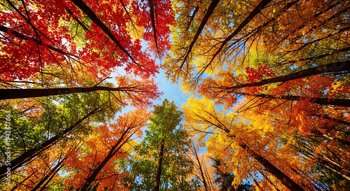 Autumn Tree Tops in Forest Canopy