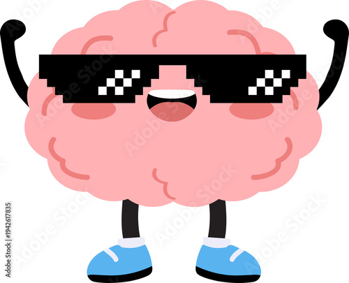 Canvastavla Cartoon Brain Character Wearing Sunglasses
