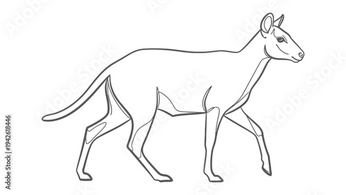 Drawn Wolf Portrait: A meticulously crafted outline of a wolf, presented in a clean and contemporary design, embodying strength and graceful movement.