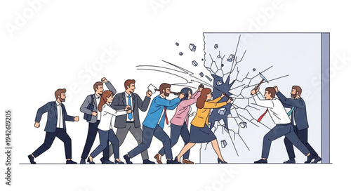 Business People Running into Glass Wall.