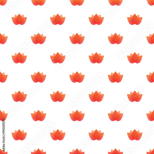Red lotus flowers creating a seamless flat design pattern on white background