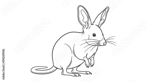 Bilby Outline Illustration: A detailed outline illustration of a Bilby, highlighting its distinctive features and endearing presence.