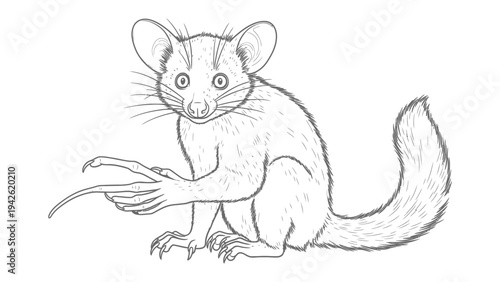 Lemur Sketch: A detailed, minimalist pencil sketch of a lemur, showcasing its distinct features and expressive eyes.