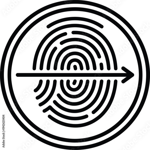 Fingerprint with Arrow, Biometric Security Illustration