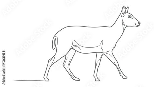 Deer Silhouette Line Drawing: A minimalist line drawing captures the elegant form of a deer in motion, showcasing its delicate features and graceful silhouette against a clean backdrop.