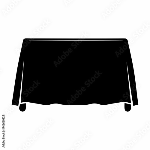 Sleek black and white illustration of a rectangular table with tablecloth
