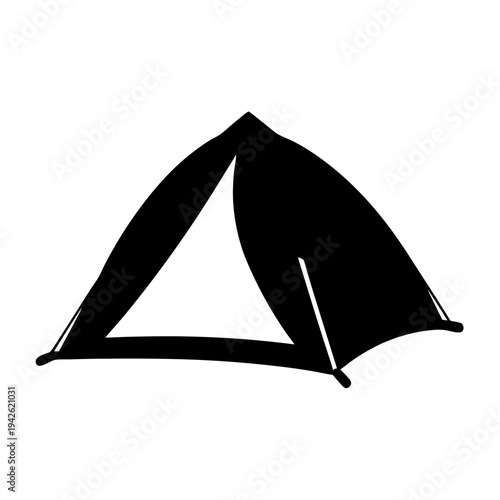 Simple monochromatic illustration of a triangular tent used for outdoor camping