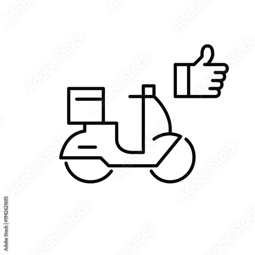 Food delivery moped and like. Order approval and customer satisfaction. Pixel perfect, editable stroke vector icon