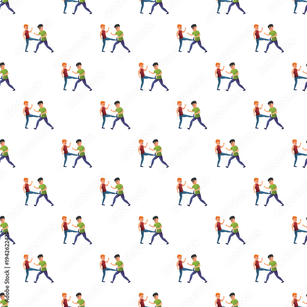 Fototapeta premium Two people are performing a kicking action in a repetitive pattern