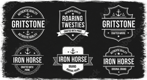 Vintage Nautical Logos and Badges Collection with Anchors and Ropes.