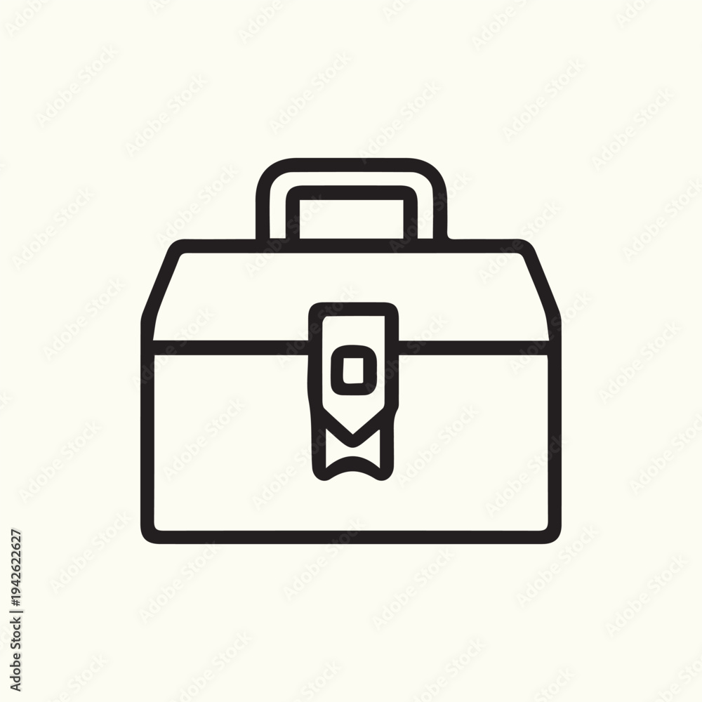 Obraz premium Minimalist Toolbox Icon Black Line Art For Business And Industry