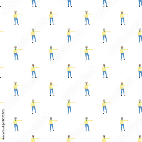 Caucasian man wearing a medical mask and pointing his finger creating a seamless pattern