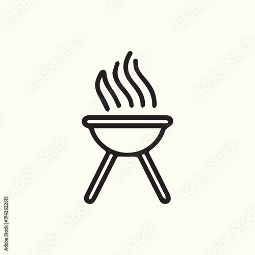 Minimalist Black Barbecue Grill Icon With Smoke For Summer Cookouts