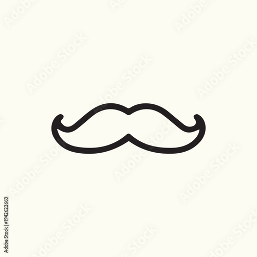 Minimalist Black Mustache Icon Simple Handlebar Style Line Drawing