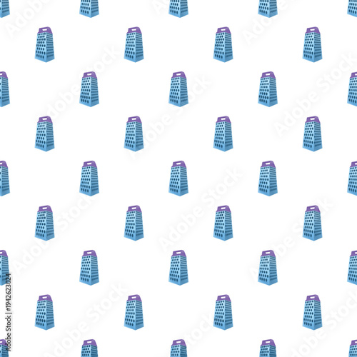 Blue grater kitchenware objects forming a repeating cooking and food preparation background pattern