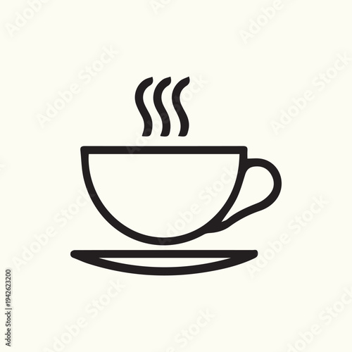 Minimalist Steaming Coffee Cup Icon Perfect for Cafe and Restaurant