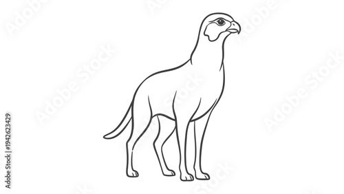 Illustration of a Hybrid Creature: A stylized illustration depicting a unique creature, a fusion of avian and canine features, standing in a poised stance.