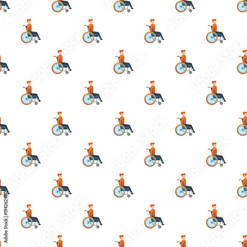 Wheelchair user pattern illustrating accessibility and mobility concept