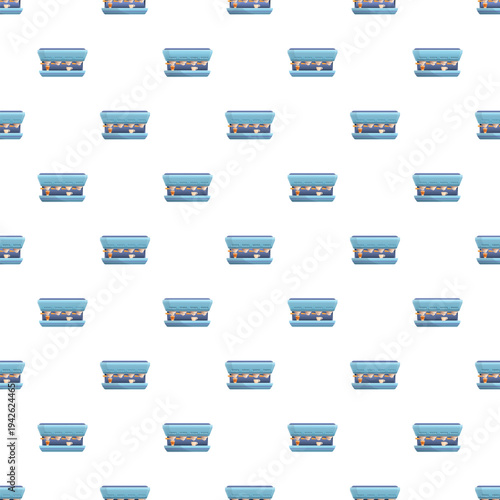 Seamless pattern featuring stylized espresso coffee makers on a white background
