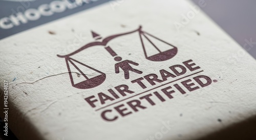 Fair Trade Certified Chocolate Bar Closeup.