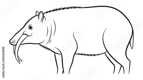 Ancient Creature Illustration: A detailed outline drawing of a prehistoric creature.
