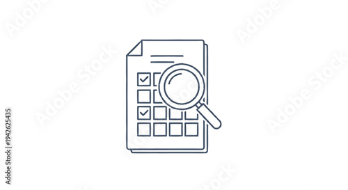 Magnifying Glass Over Checklist Document Analysis.