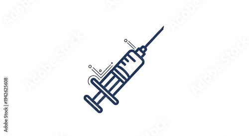 Medical Syringe Icon with Digital Data Flow.