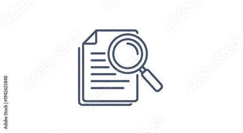 Magnifying Glass Over Document Icon Represents Research and Analysis.