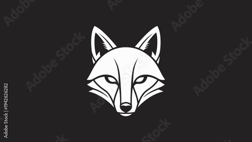 Minimalist White Fox Head Logo Design.