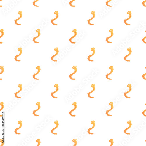 Orange larva characters creating a seamless digital pattern