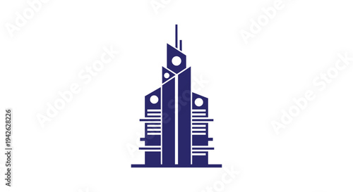 Modern Abstract Skyscraper Building Icon Design.