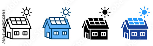 Solar House Icon Multiple Style Vector Collection   