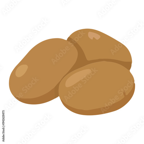 Three Brown Potatoes Illustration
