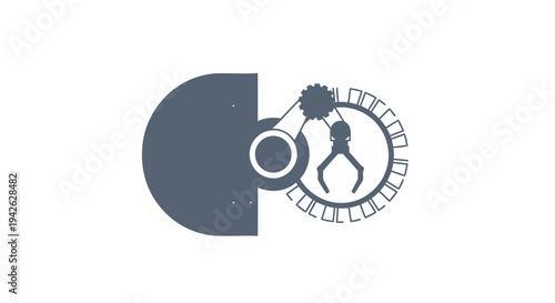 Mechanical Robot Arm with Gears and Circular Motion.