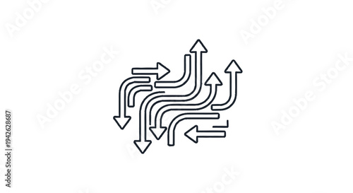 Multiple Arrows Showing Different Directions and Paths.
