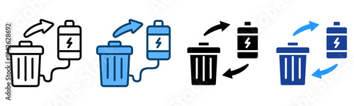 Waste Bin Icon Multiple Style Vector Collection   